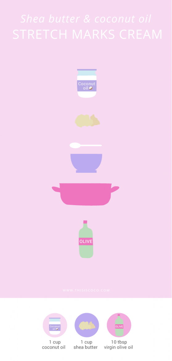 DIY stretch marks cream with coconut oil and shea butter