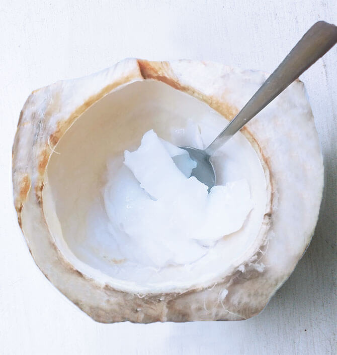 Coconut jelly comes from the young, green coconut