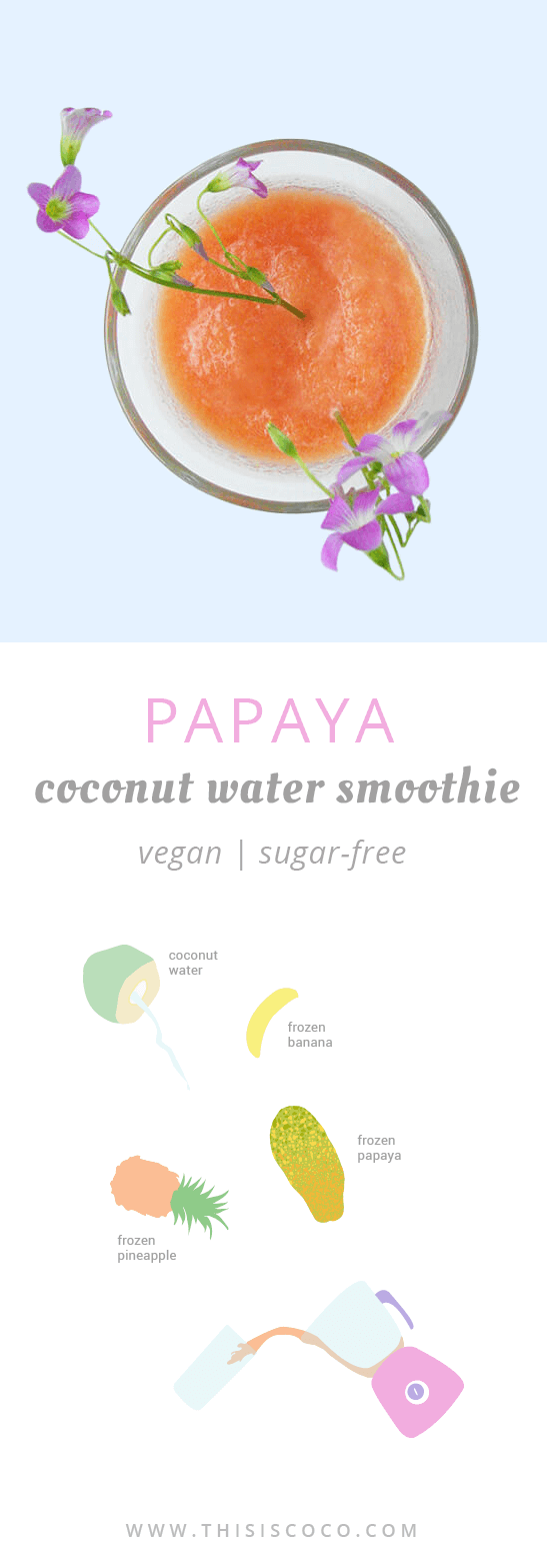 Vegan papaya coconut water smoothie