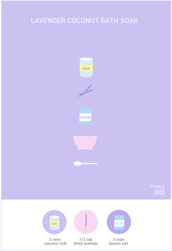 Homemade lavender coconut milk bath soak with epsom salt