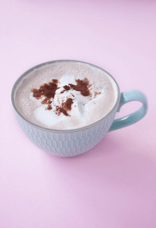 Spicy hot chocolate coconut milk with turmeric and ginger